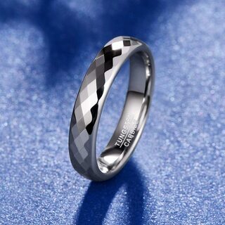【新品】【選べるサイズ】ユニセックス 男女兼用 リング 指輪 タングステン カットリング レディース 指輪 Ring シルバー 横幅4mm 真空メッキの画像
