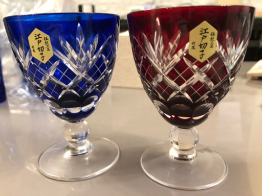 江戸切子　ペアワイングラス　10月中旬再開