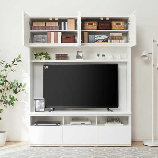 ニトリ　テレビ台　鏡面　ホワイト　テレビボード　壁面収納　白