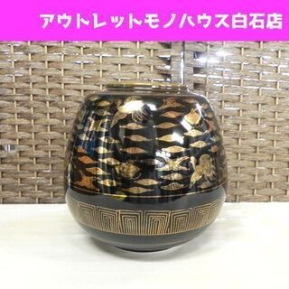 九谷永楽 壺 ツボ 花瓶 九谷焼 古美術 高さ約21cm 間口約...