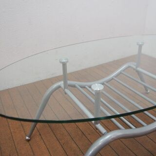 丸型 ガラス ローテーブル W110×D60×H43cm (GD38)の画像