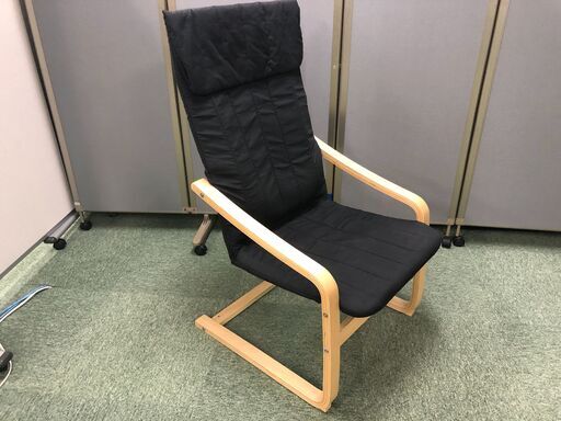 不二貿易 リラックスチェア 1人掛け ブラック スリム 木製 84055