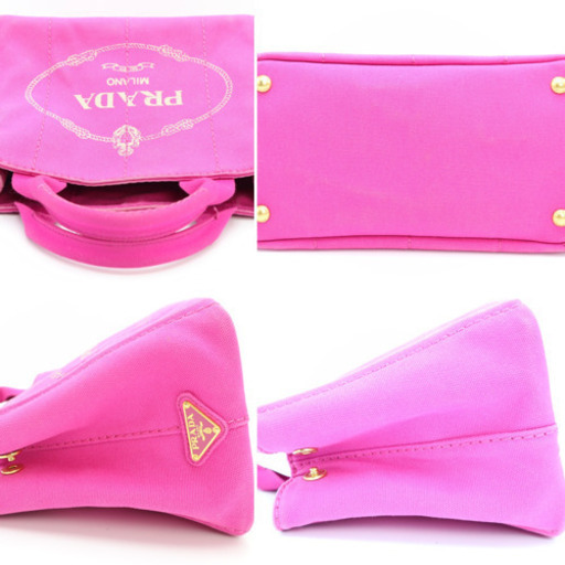 《PRADA プラダ/カナパミニ キャンバス ピンク》ABランク 1BG439