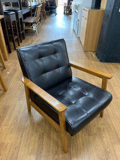 1人掛けソファー　ブラック　合皮　売場展開中！！！