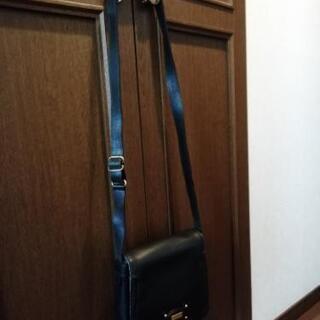クレージュCourregesレザー黒斜め掛けショルダーバッグ