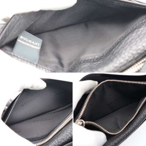 《BVLGARI アーバン レザー 二つ折り長財布 ブラック》ABランク 美品