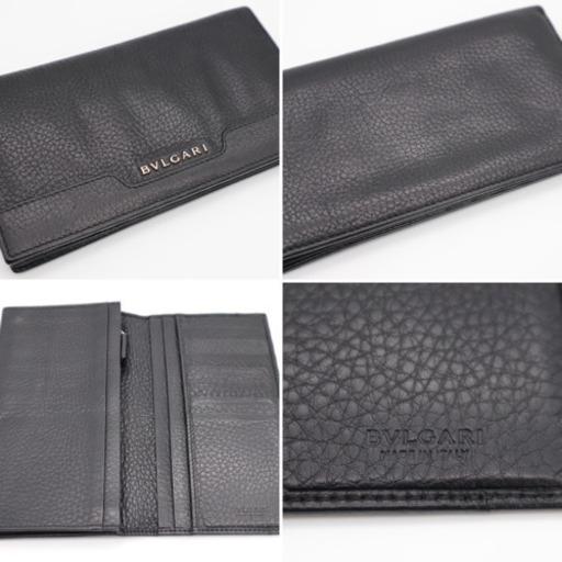 《BVLGARI アーバン レザー 二つ折り長財布 ブラック》ABランク 美品