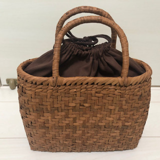 山葡萄 かごバッグ　網代編み　内布付き　外袋付きの画像