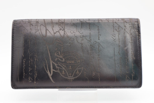 《Berluti エベーヌ レザー 二つ折り長財布 ブラック系》ABランク 美品