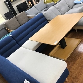 ソファーダイニングのセット品 ナチュラル×ブルーの爽やかなカラーリング