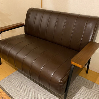 2人用ヴィンテージソファ ニトリ ステイン 合皮