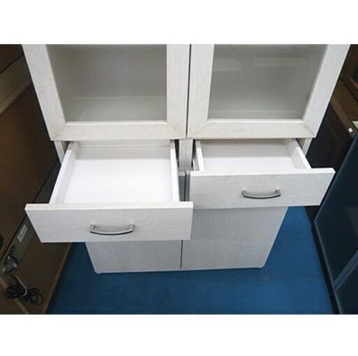 札幌【まっ白い食器棚】幅80cm コパン80 ホワイト 白 キッチン収納