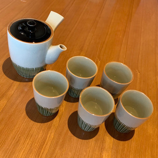 お茶セット 急須セット 小さめ 急須 湯のみ グリーン 緑 陶器