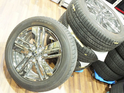 【苫小牧バナナ】NISSAN/日産 AUTECH アルミホイール 18×7.5J ET55 PCD114.3 5穴 タイヤ付き4本セット 極上品♪