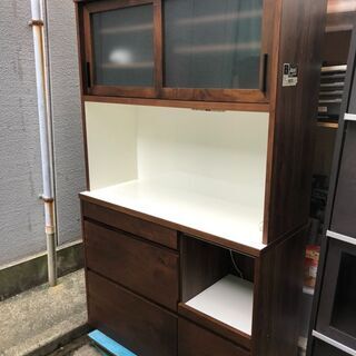 ◆【中古】大阪引取限定　★定価12万円　川口家具　食器棚　Walnat　樹齢150年　日本製　キッチンボード　キッチン家具　DI029　￥40,000