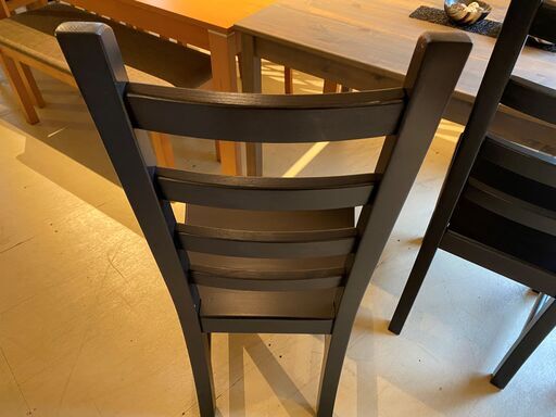 ダイニングテーブルセット IKEA イケア テーブル チェア 3点セット ブラウン系×ブラック 中古品