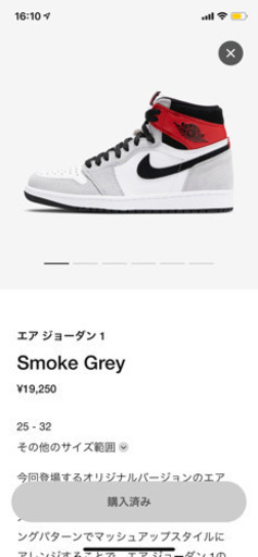スニーカー NIKE AIR JORDAN 1 HIGH LIGHT SMOKE GREY