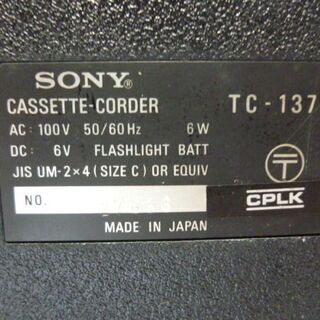 ソニー　カセットプレーヤー　ＴＣ－－１３７０　部品取りの画像