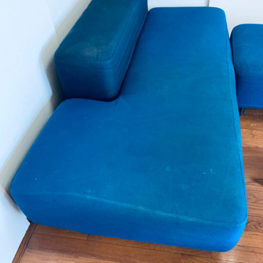 無印良品 MUJI ベンチソファ 寝椅子 ソファベンチとオットマン　フルカバーリング　ネイビー