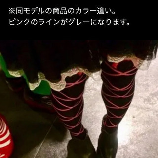 ★未開封★ peach john ピーチジョン PJ オーバーニーソックス グレー 格子柄 リボン柄の画像