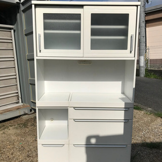 上下分割式食器棚 白