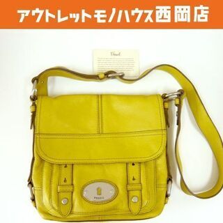 フォッシル FOSSIL レザーショルダーバッグ イエロー系 か...