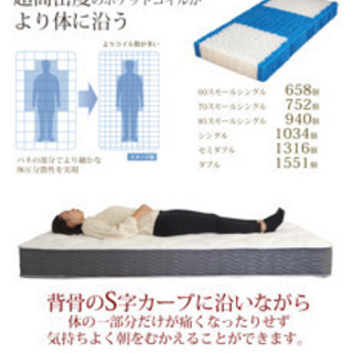 超高密度 3ゾーン ポケットコイル マットレスの画像