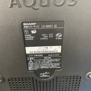SHARP AQUOS 32型液晶テレビ　2011年製の画像