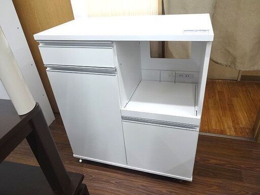 札幌 引き取り レンジ台/キッチンボード キャスター付き 小型 白 一人暮らしに
