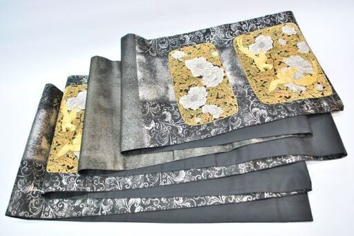 【JA】豪華 黒地に金銀鳳凰牡丹文様 正絹 六通 袋帯 JA】豪華 黒地に金銀鳳凰牡丹文様 正絹 六通 袋帯 【公式通販】
