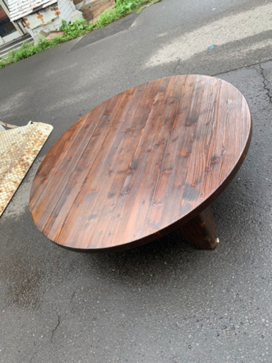アンティーク　座卓 ちゃぶ台 直径120cm 丸テーブル 丸座卓 ローテーブル 食卓テーブル　パイン材　 モダン