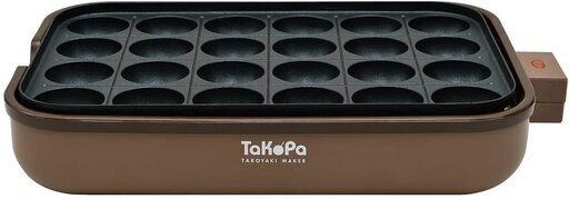 【APIX】たこ焼き器\u0026ホットプレート『TaKoPa』24穴 平面プレート・レシピ付き / ブラウン