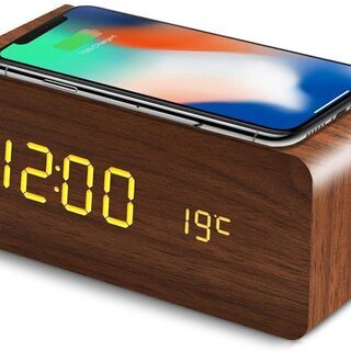 デジタル目覚まし置き時計 スマホ・ワイヤレス充電機能付き