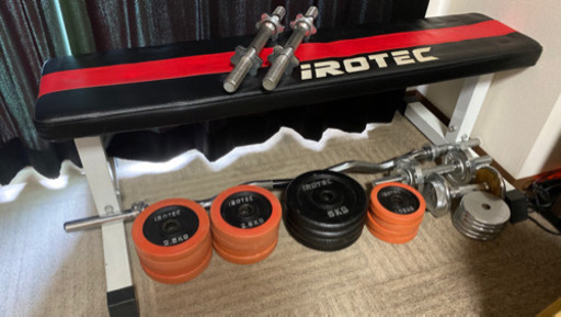 IROTECフラットベンチ•ダンベル•アームカール•ウェイト計46㌔