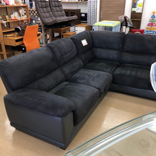 中古品☆ハイバックコーナーソファ☆スエード調☆ダークグレー☆シックなソファです