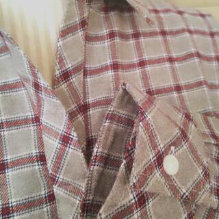 新品タグ付き 綿100%グレーチェック シャツチュニックの画像