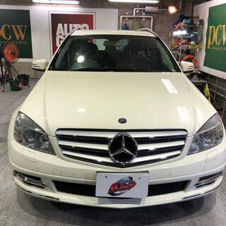 自社ローン★保証人不要★全国対応★メルセデスベンツ　Ｃ２００ＣＧＩブルーエフィシェンシＷアバンＧ★上品なホワイト★純正ナビ・TV・DVD再生可★バックカメラ★ETC★ハーフレザーシート★車検R5/3の画像