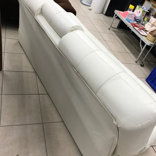 ドリンクホルダー付きソファーベッド ホワイト 180×100×40