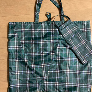 未使用　傘袋&ビッグトートバッグ (エコバッグ)  緑色　傘生地リメイク の画像