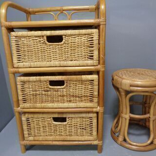 ☆★無料！ ラタンラック 収納棚◇籐編み/収納//ランドリーバス...