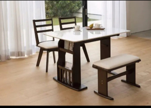 伸長式 ダイニングテーブル　椅子　ペンチセット