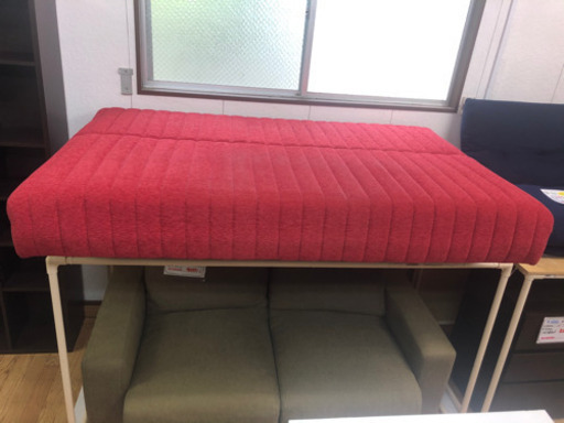 【リサイクルサービス八光　田上店　配達・設置OK】フランスベッド（ソファBED）スイミー　レッド　ローレッグ