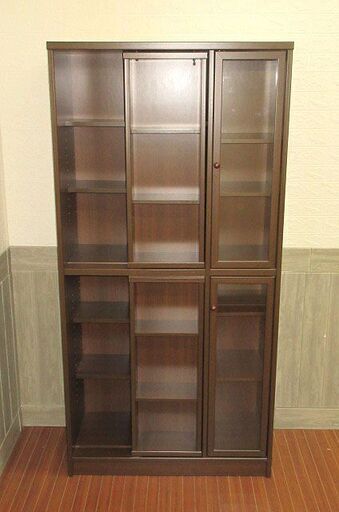 【在庫処分セール　値下げしました】stp-0267　スライド書棚　ダークブラウン　棚板可動式　幅89　本棚　大容量　本　収納　コミックラック　スライド棚　収納棚　文庫本　コミック　漫画　マンガ　ブックラック　飾り棚　ディスプレイ