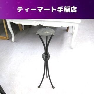 アイアンキャンドルスタンド 蝋燭台 燭台 1灯脚高 シンプル 黒 