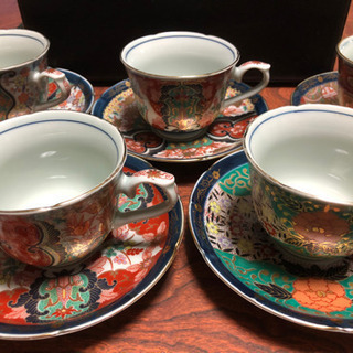 取引中】柄違いのコーヒーカップ5客セット。林九郎作の画像