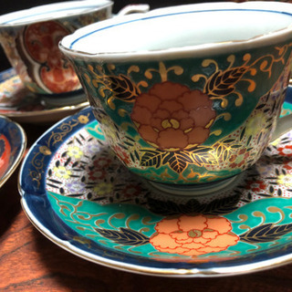 取引中】柄違いのコーヒーカップ5客セット。林九郎作の画像
