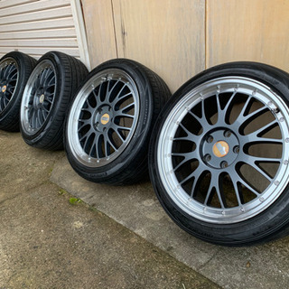 BBS風 18in 8j+45 114.3 メッシュホイール 215/45