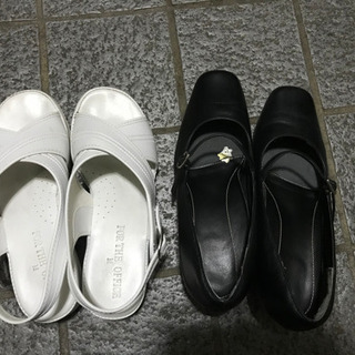 お話し中　あげます！ナースサンダルMと　本革ビジネスシューズ23...
