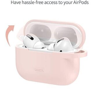 【新品】AirPods Pro ケース 2019 充電ケースカバー(2019年10月発売)用 シリコン ソフトスリムカバー キーチェーン付き バウンスキャリングケース 前面のLEDライトが隠れない ワイヤレス充電対応 衝撃吸収保護シリコンカバー(ピンク)の画像