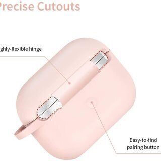 【新品】AirPods Pro ケース 2019 充電ケースカバー(2019年10月発売)用 シリコン ソフトスリムカバー キーチェーン付き バウンスキャリングケース 前面のLEDライトが隠れない ワイヤレス充電対応 衝撃吸収保護シリコンカバー(ピンク)の画像